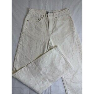 ZARA Women’s White High Rise Straight Jeans Light Wash 5-Pocket Size 4